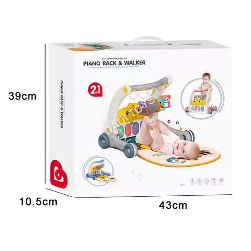 Музыкальный игровой коврик-ходунки 2в1 с пианино, погремушками и зеркальцем, коврик для детей, серый Каменец-Подольский - изображение 6