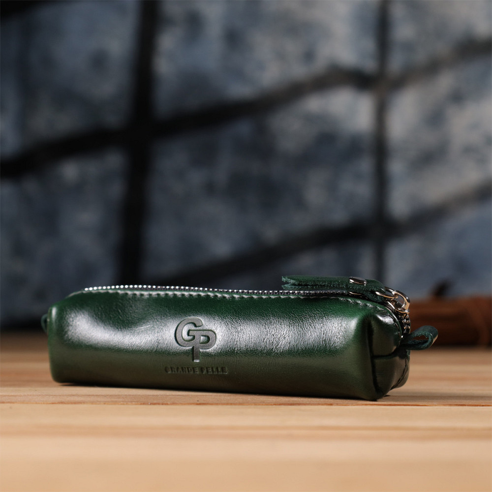 Практична ключниця з натуральної гладкої шкіри GRANDE PELLE 22943 Зелений Київ - фото 8