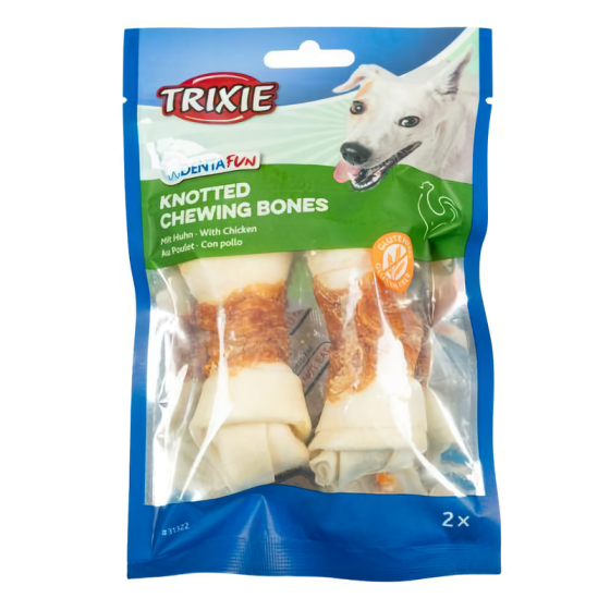 Ласощі для собак Trixie (TX-31322) Denta Fun Knotted Chicken Chewing Bone жувальна кістка з куркою 11 см (2 шт/70 г) Вінниця