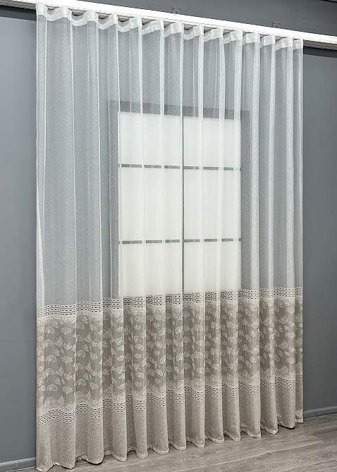 Тюль VR-Textil 2144т Жакард Білий з капучино 500х250 см (43-428) Київ - фото 3