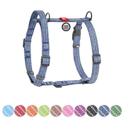 Шлея для собак WAUDOG Н-подібна Re-cotton з QR паспортом, світловідбивна M синій (259212) Вінниця - фото 1