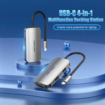 Концентратор Vention USB3.1 Type-C --> HDMI/VGA/USB 3.0/PD 100W Hub 4-in-1 (TOAHB) Винница - изображение 3