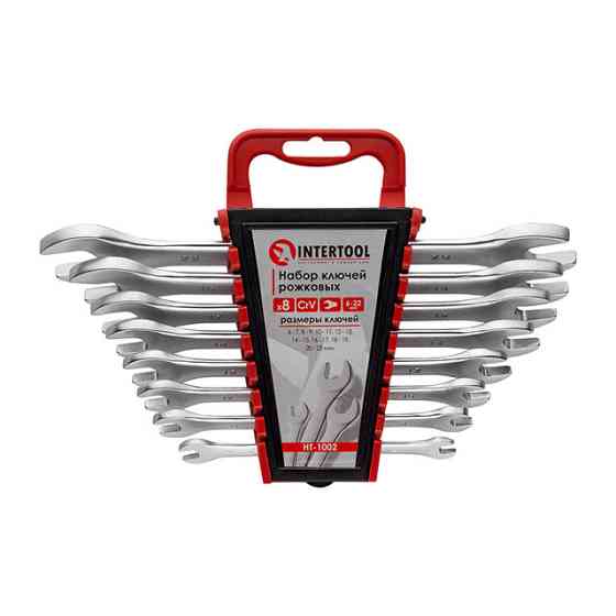 Набор ключей рожковых, 8 шт, 6-22 мм Cr-V INTERTOOL HT-1002 Киев