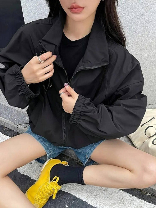 Женская повседневная оверсайз ветровка без капюшона плащевка Одесса - изображение 5