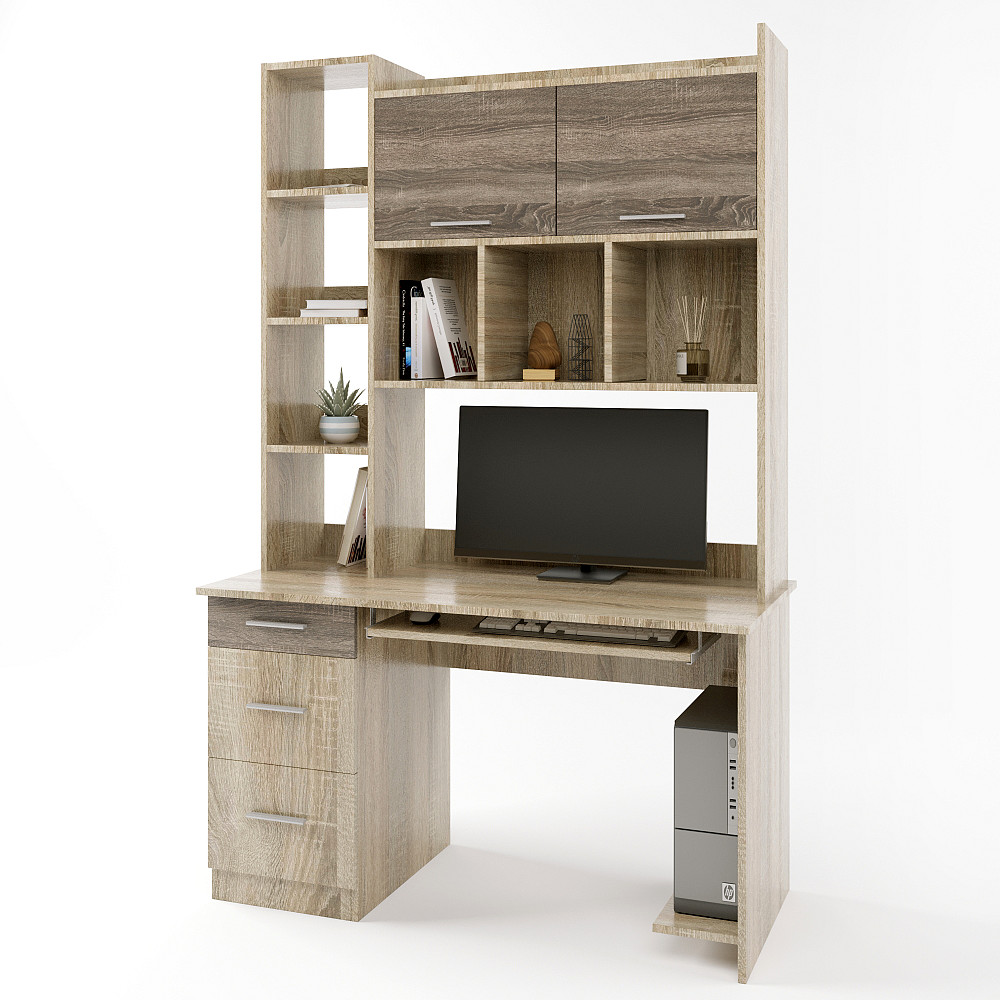 Комп'ютерний стіл з полицями Еверест Школяр-6 сонома + трюфель (DTM-2150) Львів - фото 1