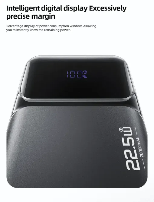 Зовнішній акумулятор Power Bank AWEI PA-92 20000 мА·год 22.5W QC3.0 PD дисплей швидка зарядка, LED індикатор QC Одеса - фото 5