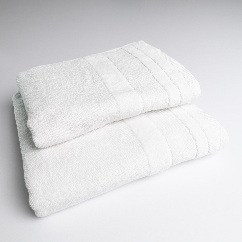 Комплект махровых полотенец с велюровым бордюром 2шт GM Textile 50х90см, 70х140см 500г/м2 (Белый) Сумы - изображение 1