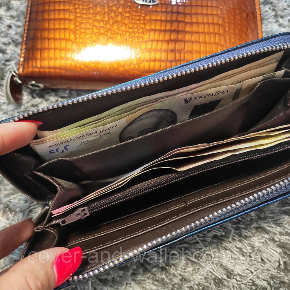 Стильний жіночий гаманець на блискавці синього кольору Kivi Київ - фото 4