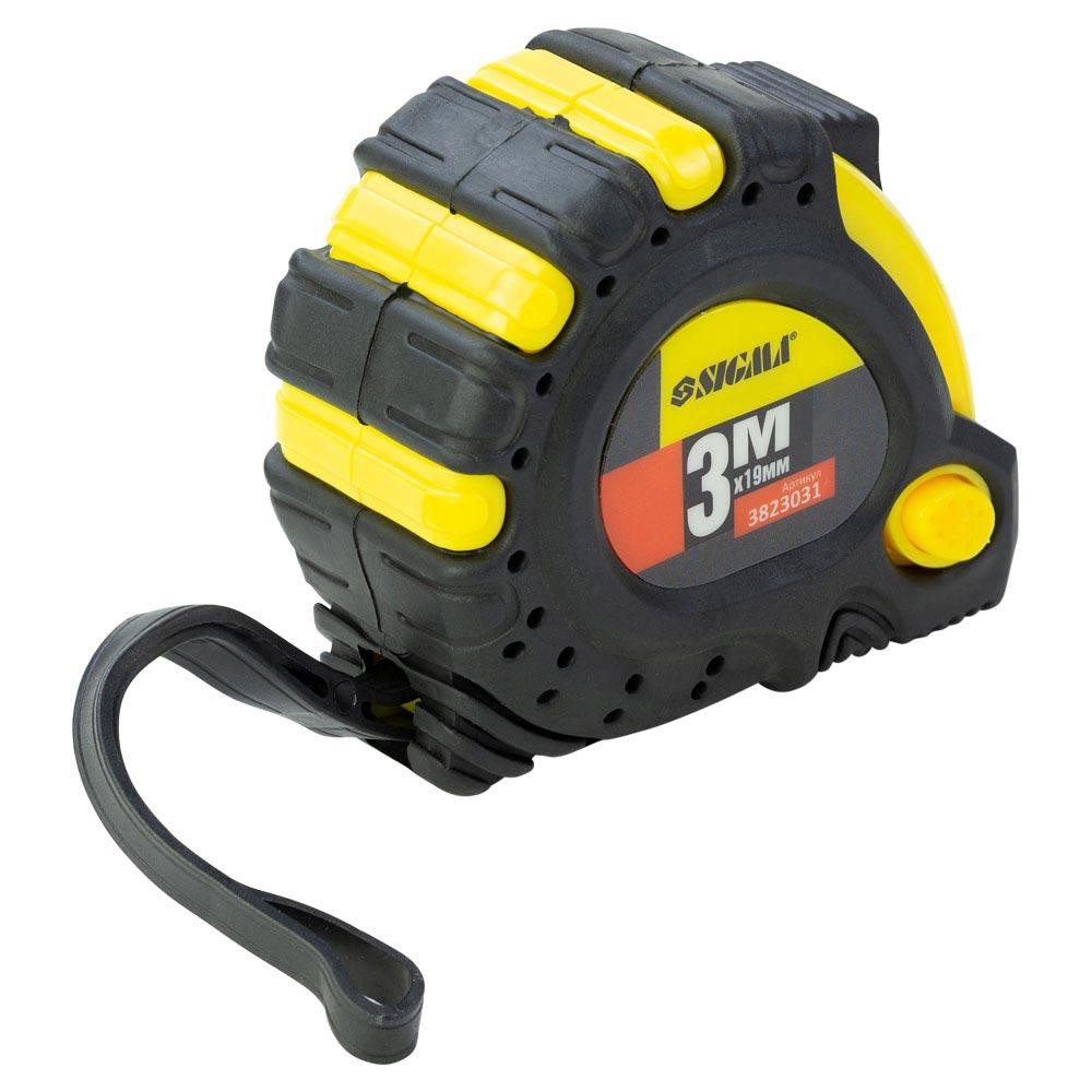 Рулетка магнитная обрезиненная JT фиксатор+тормоз 3м×19мм SIGMA (3823031) Киев - изображение 4