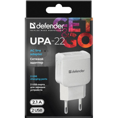 Зарядное устройство Defender UPA-22 white, 2xUSB, 2.1A (83580) Винница - изображение 4