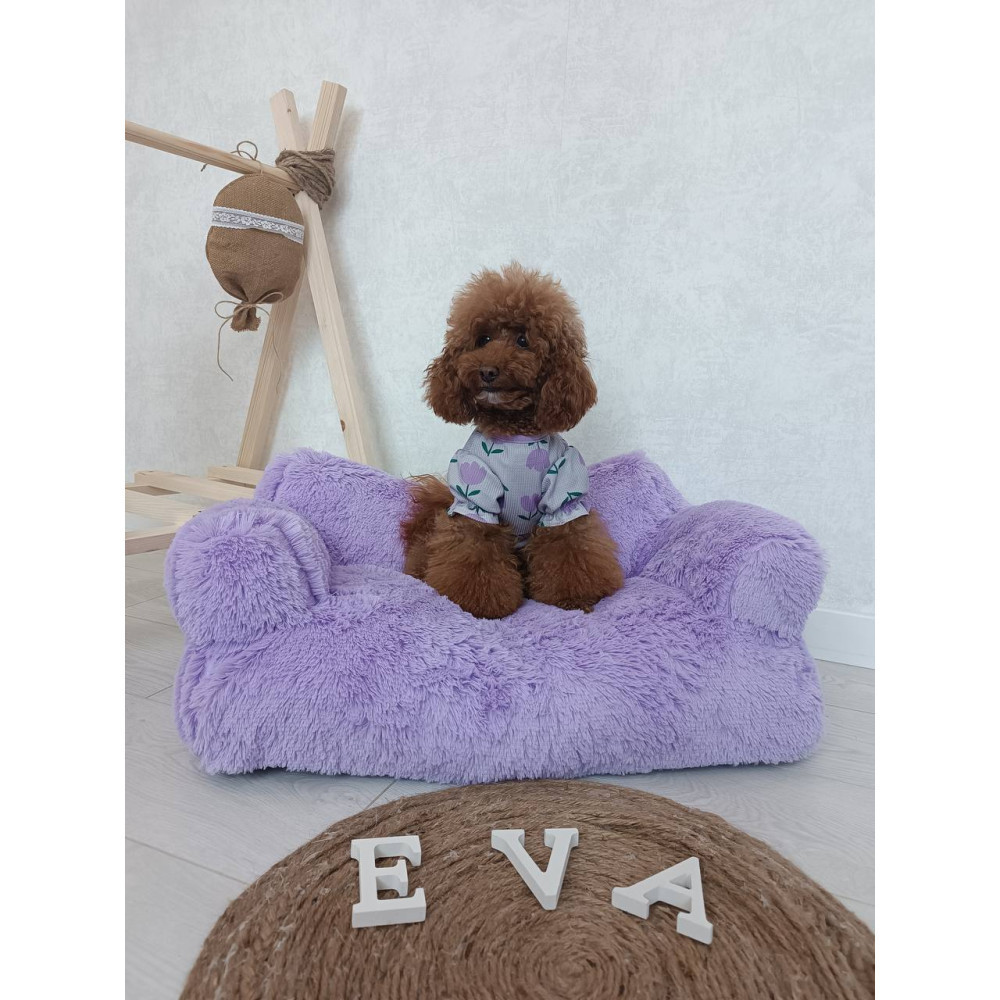 Меховой диван лежак для собак и кошек спальное место для животных съемны Incor сиреневый 10079 M (66х37х33) Киев - изображение 1