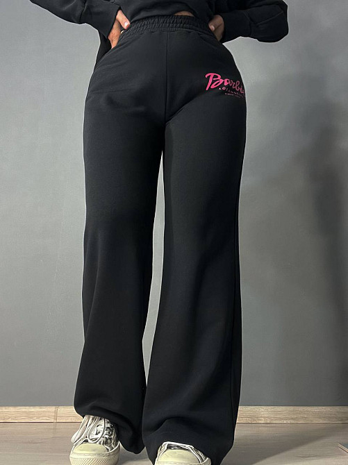 Костюм женский Quzen 485-485 Barbie оверсайз свитшот и брюки палаццо черный, черный, M Киев - изображение 18