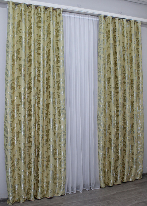 Комплект готових штор VR-Textil Блекаут № 1071ш Жовтий з сірим 100х270 см 2шт (31-895) Київ - фото 5