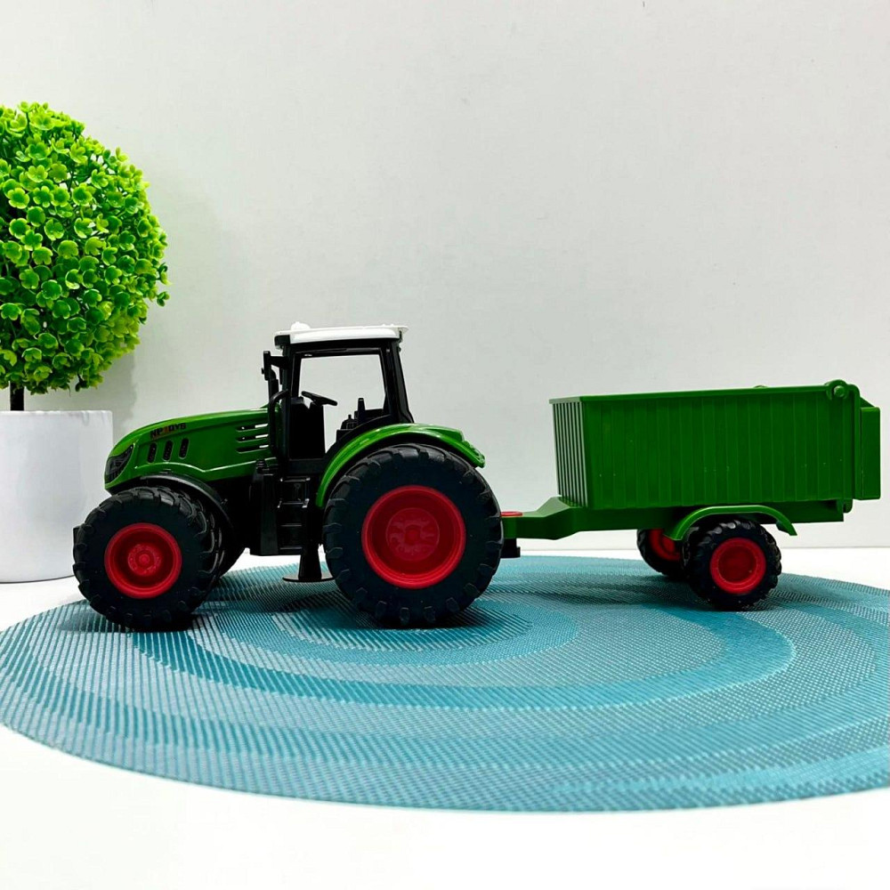 Трактор іграшковий з причепом 1:24 гумові колеса Зелений (99-77B) Чернигов - изображение 7