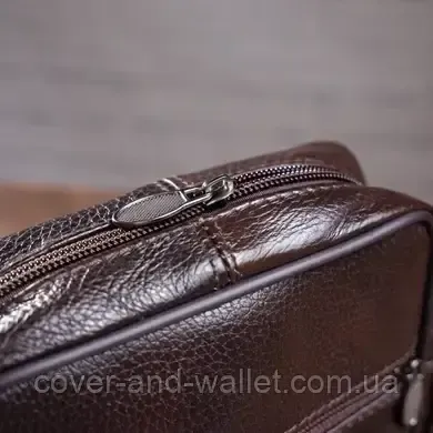 Чоловіча шкіряна сумка через плече коричневого кольору Vintage Київ - фото 4