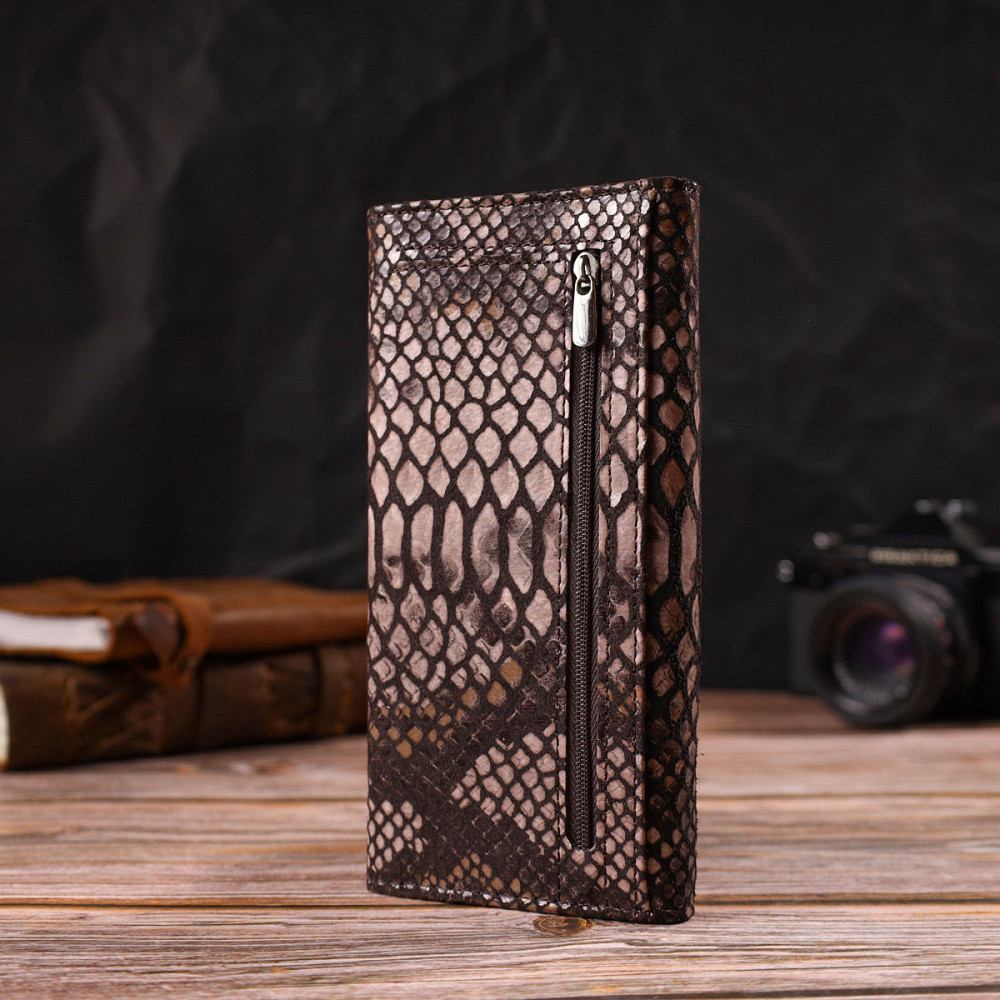 Ультрастильный женский кошелек из фактурной натуральной кожи с тиснением под змею CANPELLINI 21713 Разноцветный Киев - изображение 8