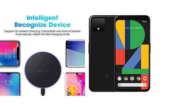 Бездротовий зарядний пристрій Copper до 30W для Google Pixel 5, USB-C, LED Київ