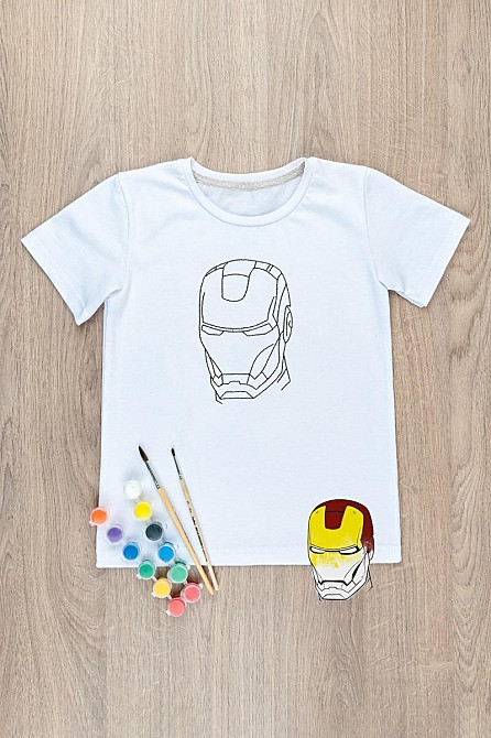 Футболка-раскраска детская ЖЕЛЕЗНЫЙ ЧЕЛОВЕК Крохатушка одяг 116 Киев - изображение 1