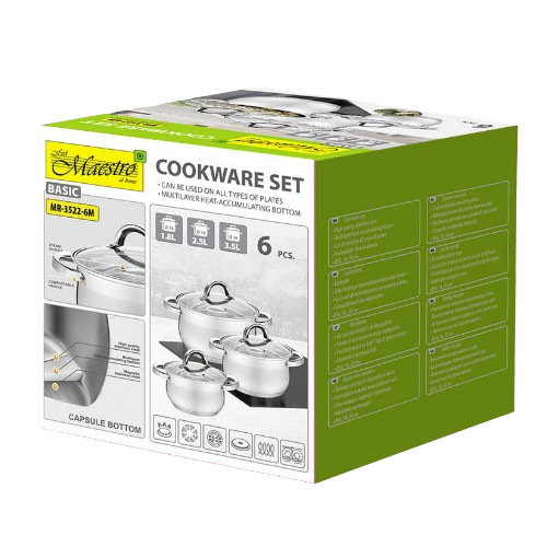 Набір каструль 6 предметів (каструлі 1,8/2,5/3,5л) MR-3522-6M Maestro Житомир - изображение 6