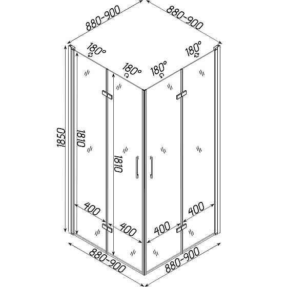 Душевая кабина квадратная без поддона PANEW N90TC BRAVO (1уп.) (000028497) Киев