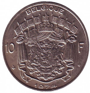 Монета 10гладів. 1974 рік, Бельгія. (Belgie) Полтава - фото 1
