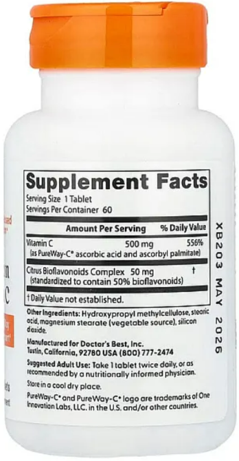 Вітамін С аскорбінова кислота Doctors Best High Absorption Vitamin C 60 таб Київ - фото 2