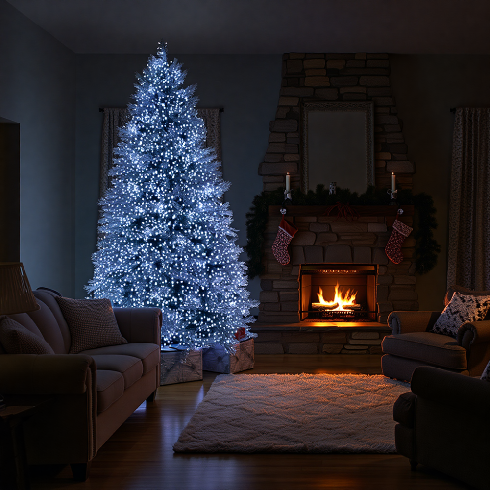 Новорічна гірлянда кімнатна роса Хвойна лапа 50 м 1500 LED зелений провід Біле сяйво D1500L50MGW Київ - фото 2