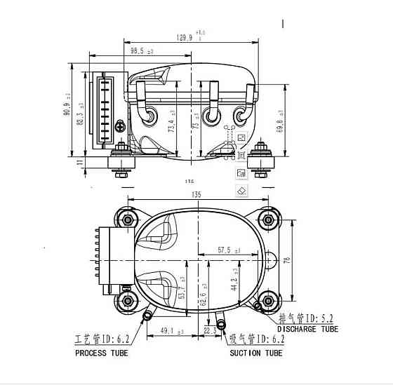 Компрессор для автохолодильника 12/24 Вольт Anuodan ZH35G (R-134a, DC12V, DC24V) Дніпро