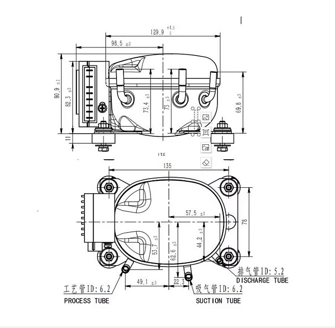 Компрессор для автохолодильника 12/24 Вольт Anuodan ZH35G (R-134a, DC12V, DC24V) Дніпро - фото 6