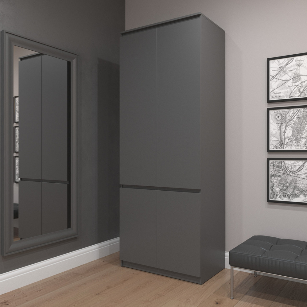 Шкаф для одежды VAYS R-10 Антрацит, с полками и штангой, без ручек, ЛДСП, 80×50×211 см - для спальни, гостиной, прихожей Львов - изображение 1