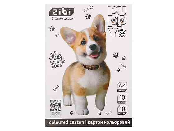 Картон кольоровий 10 аркушів CATSDOGS А4 10 кол. 230г/м2, KIDS Line ZB.1950-22 ТМ ZIBI Київ