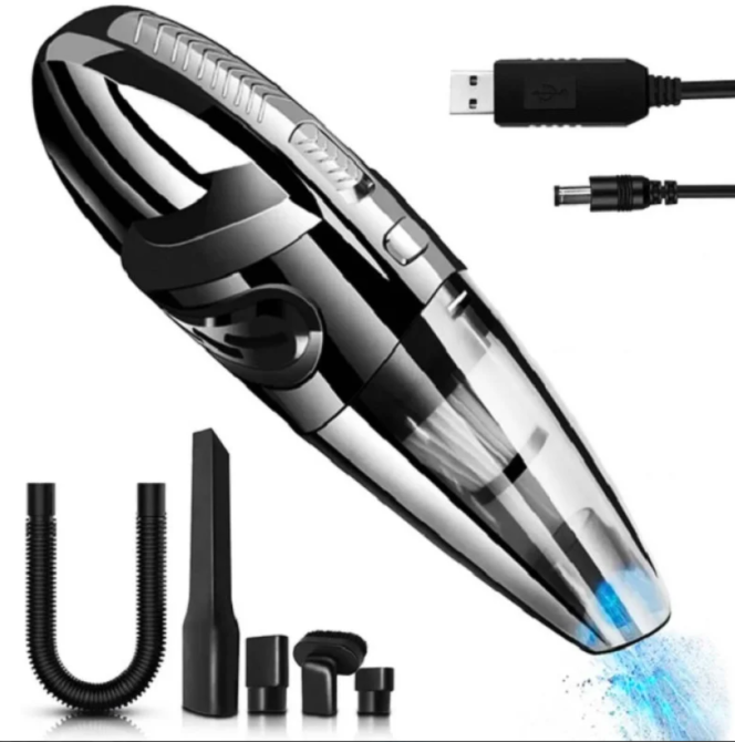 Бездротовий автомобільний пилосос 120Вт з USB зарядкою та насадками для чищення салону та деталей авто Одеса - фото 2