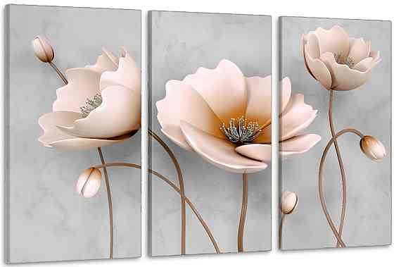 Модульна картина у вітальню/ спальню    Маки       ART-092_3A 100х150 см Київ