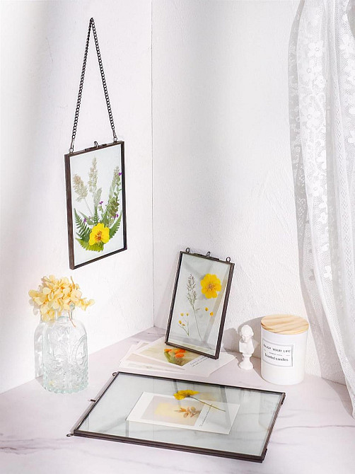 Рамка для засушених квітів подвійне скло латунна з ланцюжком прямокутна 25,4×20,3 см Київ - фото 9