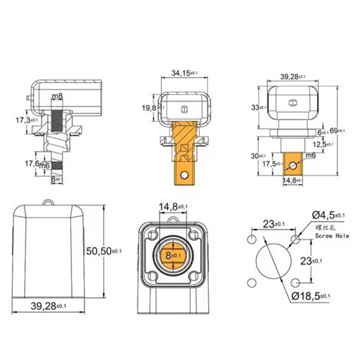 Корпусна силова клема 200А М8-М6 для акб LiFePO4, з кришкою, пара Київ - фото 5