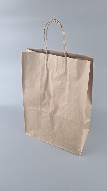 Пакет бумажный с ручками коричневый 35см 25см 14см бурый 25 штук Харків - фото 1