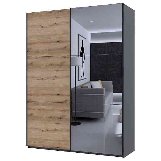 Шафа-купе двохдверна Doros G-Caiser 180х60х240 см Графіт/Дуб евок/1 Дзеркало (DRS-011227) Дніпро