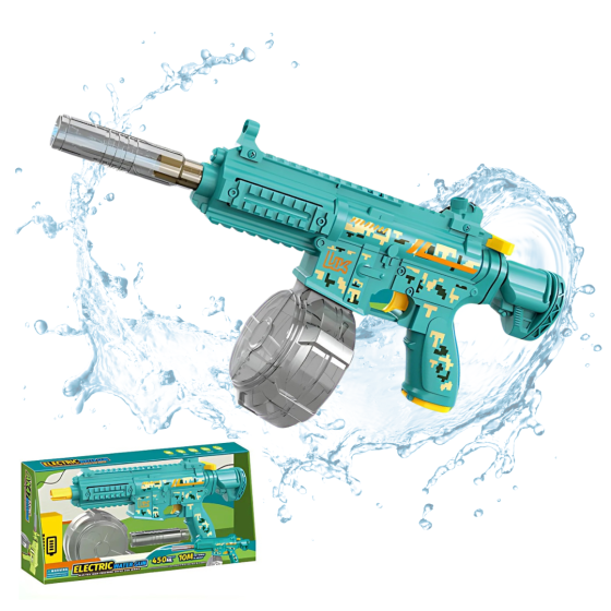 Водный пистолет для детей, игрушечный водный автомат M416 на аккумуляторе, электрический бластер, зеленый Каменец-Подольский