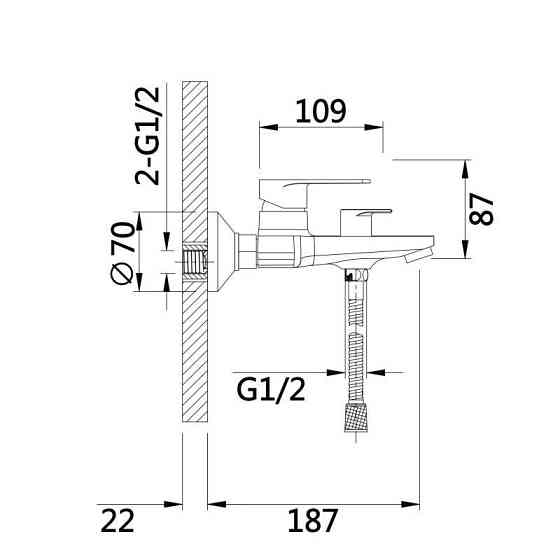 Змішувач для ванни Qtap Aries з душовим гарнітуром QTARI259CRM45559 Chrome Київ