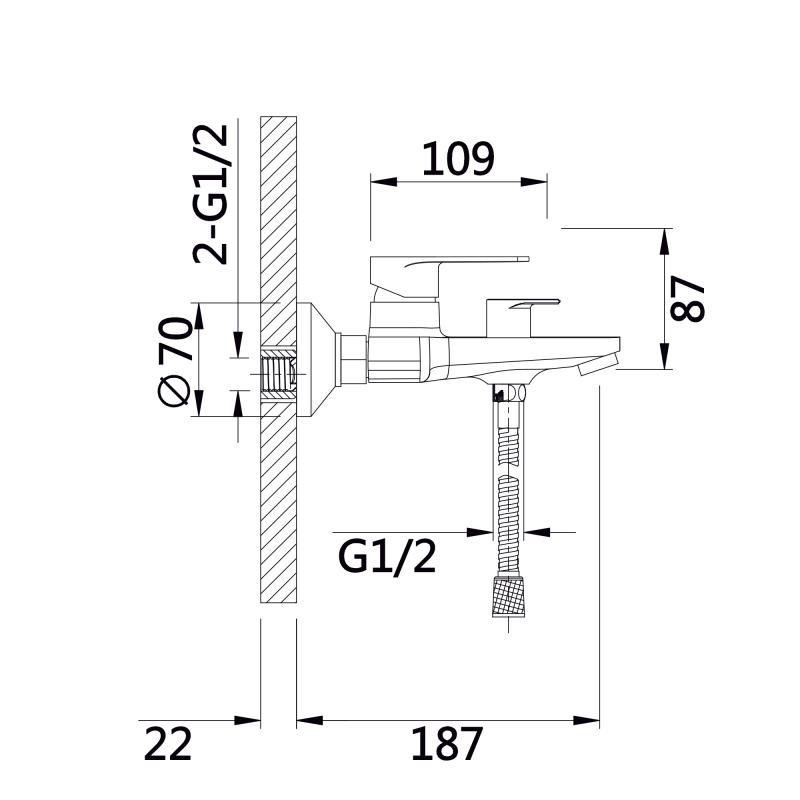 Змішувач для ванни Qtap Aries з душовим гарнітуром QTARI259CRM45559 Chrome Київ - фото 6
