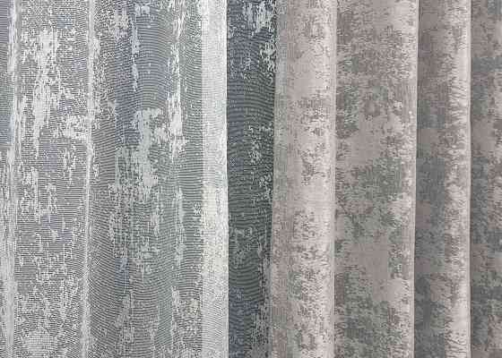 Комплект штор VR-Textil Жаккард Мрамор 150х270 2шт и Тюль 500х270 1124ш-1400т Светло-серый с белым 71-058/4 Киев