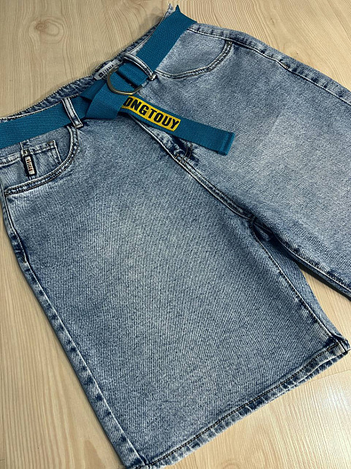 Шорти жіночі джинсові Liana 440 бермуди середньої довжини з ременем блакитні, блакитний, 31, 31, 84 см, 108 см Київ - фото 4