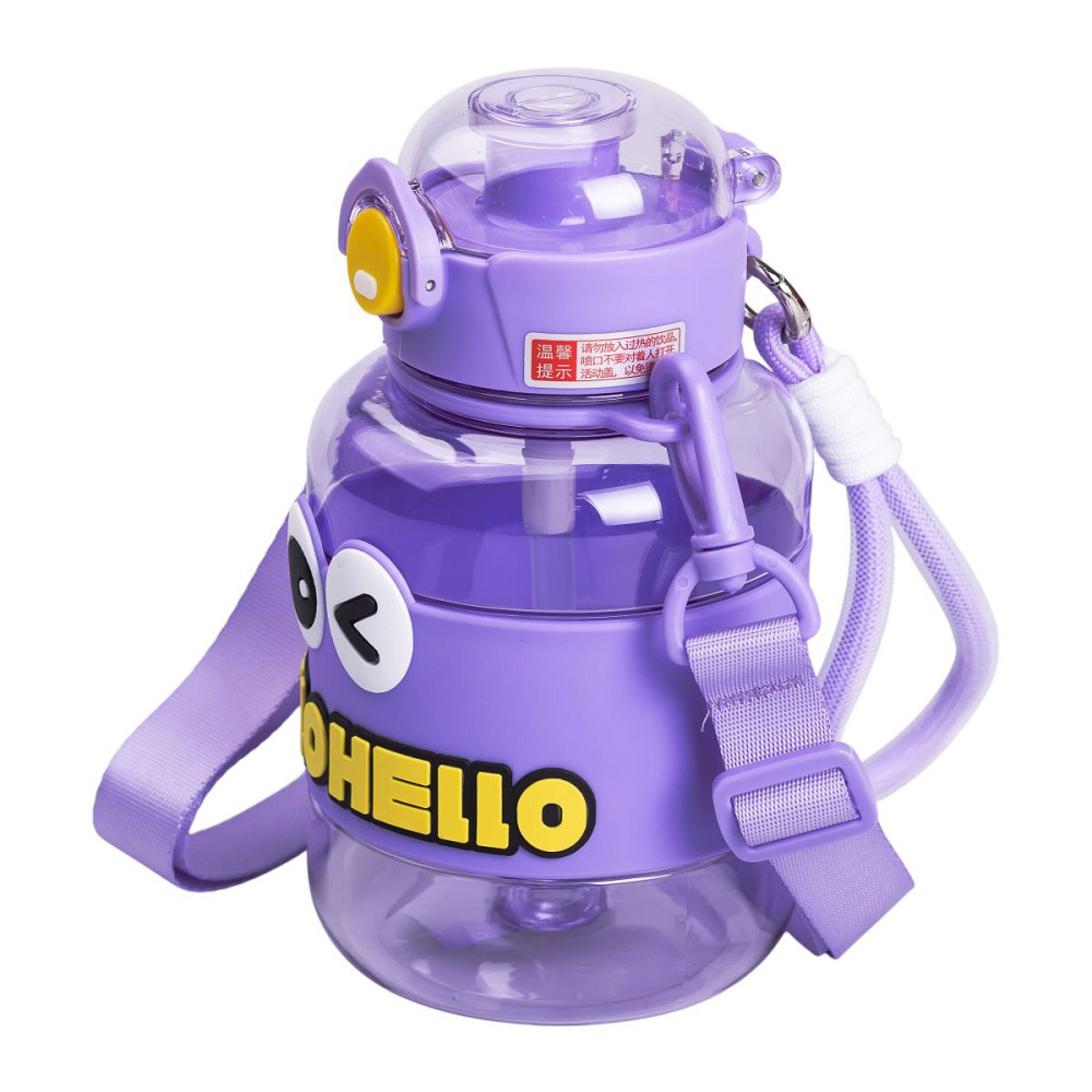 Yiwu Пляшка для води дитяча з трубочкою 680 мл з ручкою та ремінцем Фіолетова HP-14-46V Киев - изображение 3