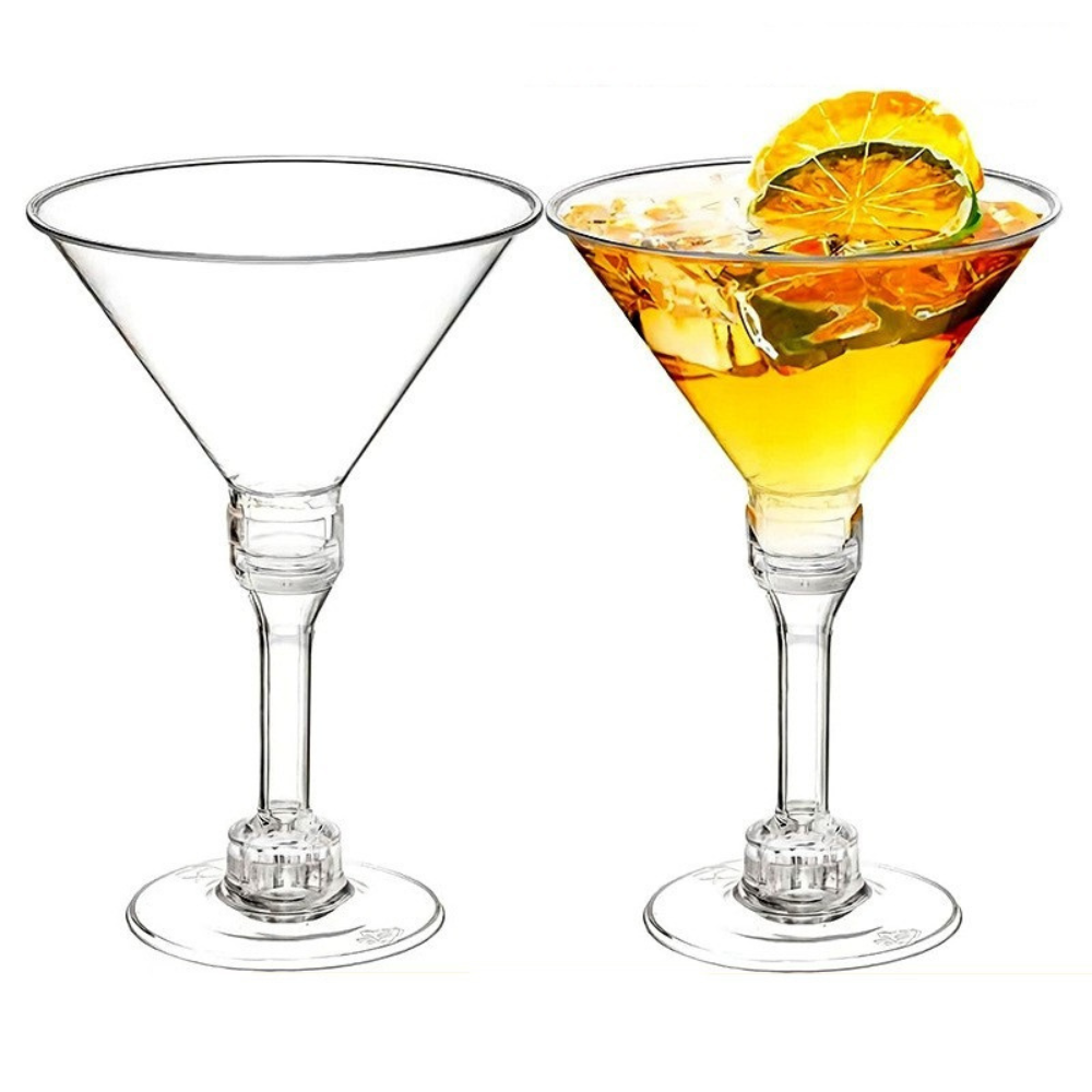 Набор бокалов для мартини 135 мл, 10 шт, многоразовые, пластиковые, прозрачные для коктейлей с съёмной ножкой Каменец-Подольский - изображение 10