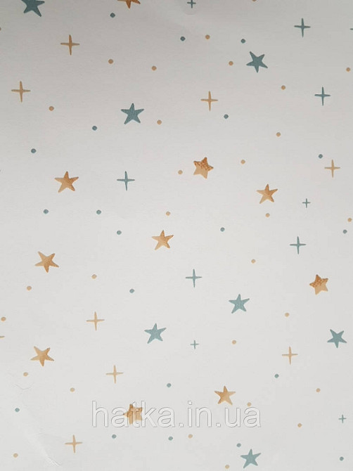 Обои флизелиновые детские  Caselio Our Planet звезды точки коричневые синие на белом фоне Киев - изображение 4
