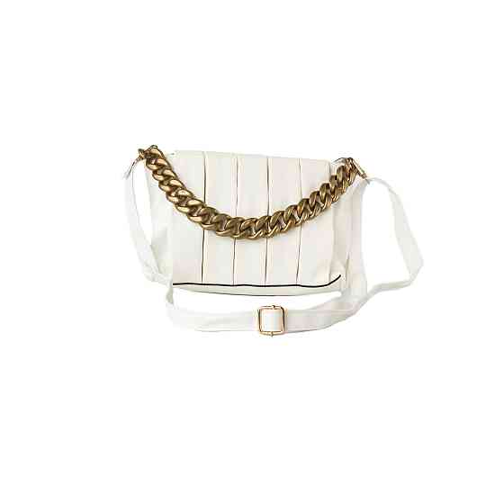 Сумка женская стильная летняя через плечо с ручкой цепочкой и съемным регулируемым ремешком, Белый Каменец-Подольский