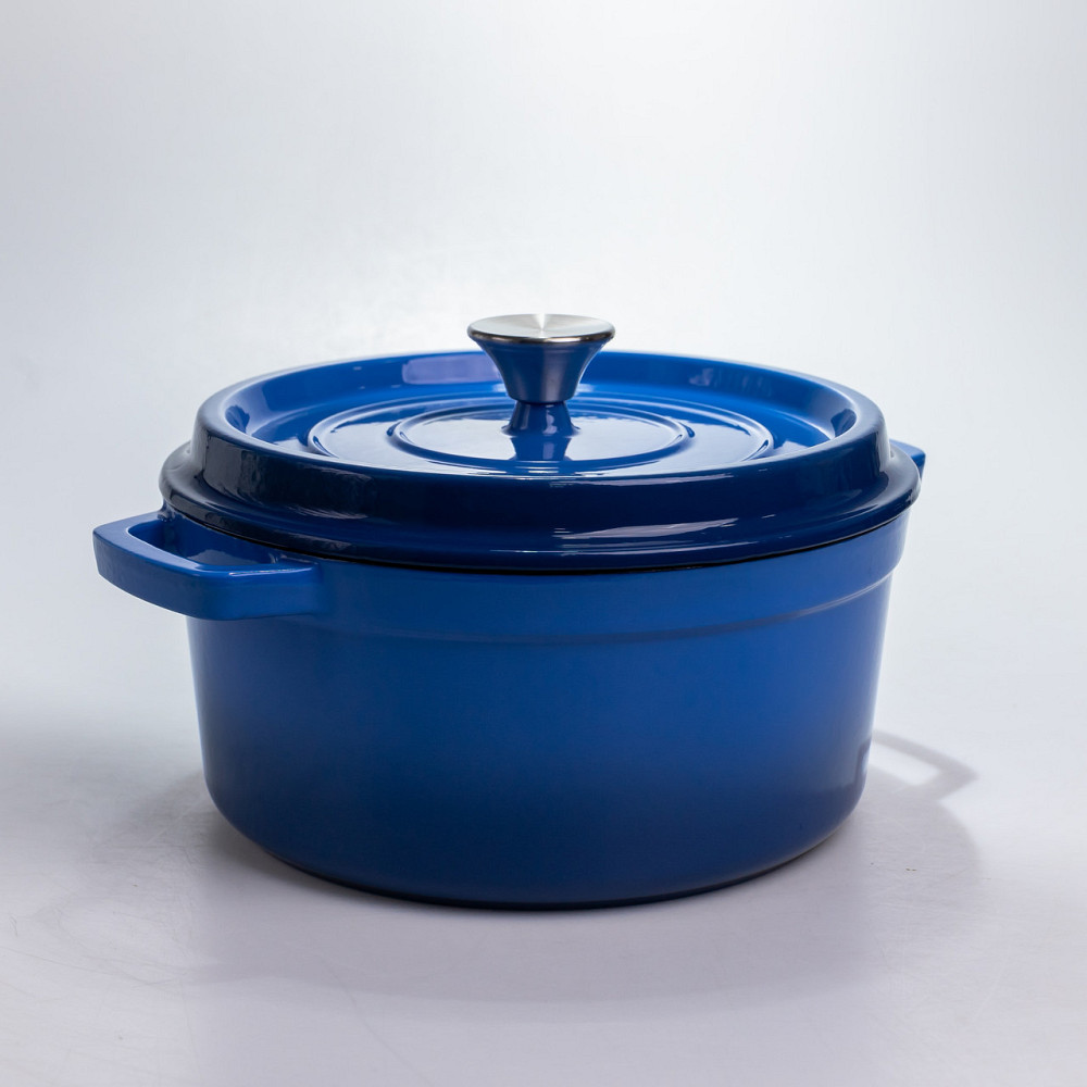 Кастрюля чугунная 4.5 л эмалированная с крышкой посуда для тушения запекания томления кухонная Синяя HP-1-19-BLUE Киев - изображение 3