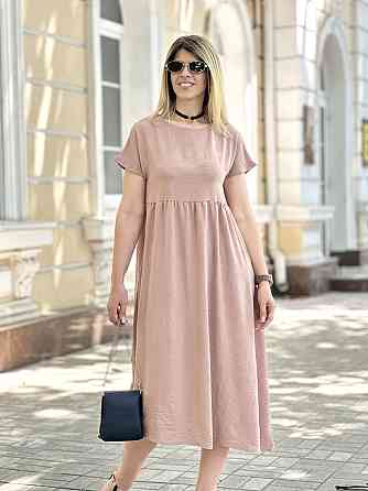 Літня сукня міді вільного крою "Ordinary" оптом | Батал 50-52, Капучіно Київ