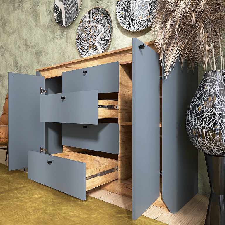 Комод в спальню Эверест Нордик-1400 140х38х95 см Графит + Дуб крафт золотой (DTM-5532) Днепр - изображение 6