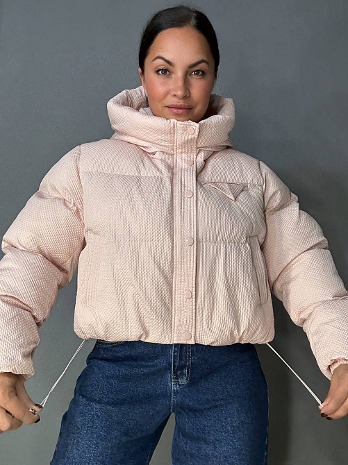 Куртка жіноча Lady Yep 10039 вафельна пуффер оверсайз з капюшоном пудра, пудра, 44 Київ - фото 18